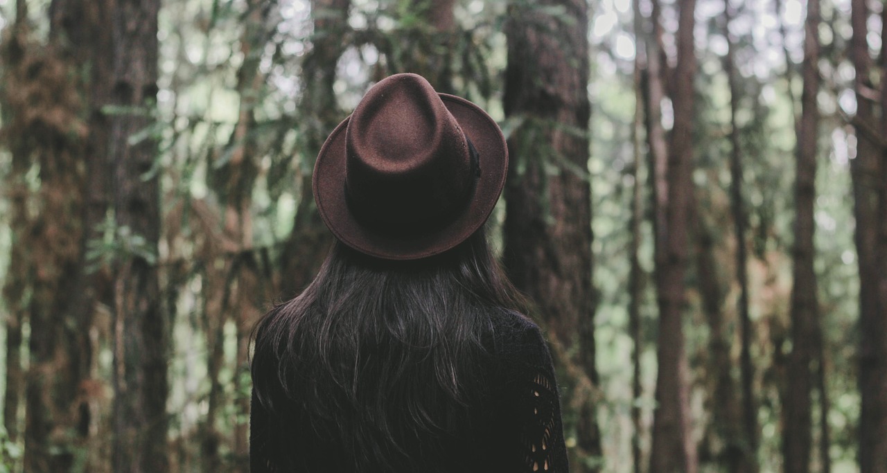 forest, girl, back, hat, brunette, long hair, outdoors, trees, woman, woods, nature, forest, back, back, back, back, hat, hat, hat, hat, hat, brunette, brunette, long hair, long hair, long hair